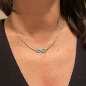 Rare Tiffany infinity blue enamel necklace Retired HTF